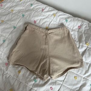 American Apparel High-Waist Knit Shorts — Light Beige vintage